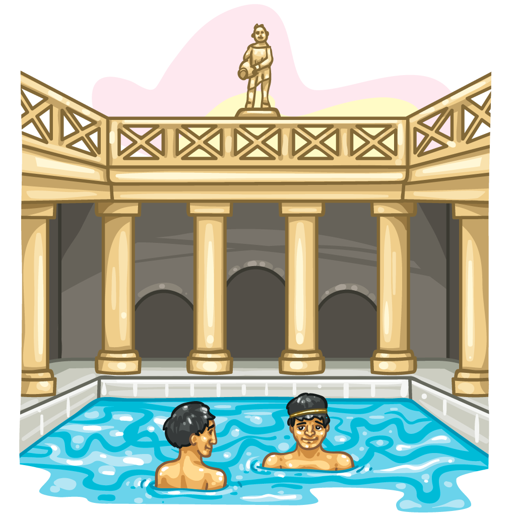 Roman Bath House Cartoon